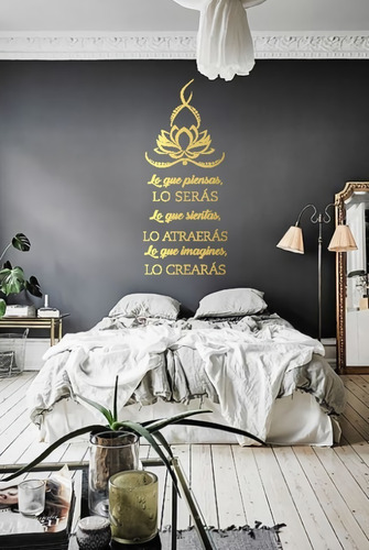 Vinil Decorativo Pared Buda Flor De Loto Lo Que Pienses Oro