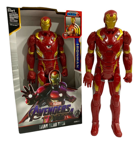 Muñeco Figura Iron Man Articulado 30cm Con Luz Y Sonido +