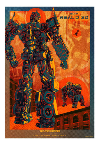 Póster Transformers 3d Arte Estilo Puntillismo Optimus Prime