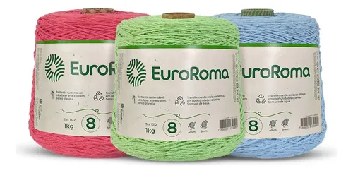 Barbante Para Croche Fio 6 Euroroma 1 Kilo Colorido Cor Azul