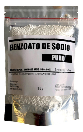 Benzoato De Sodio X 100 Gr. Grado Alimenticio Puro 100%