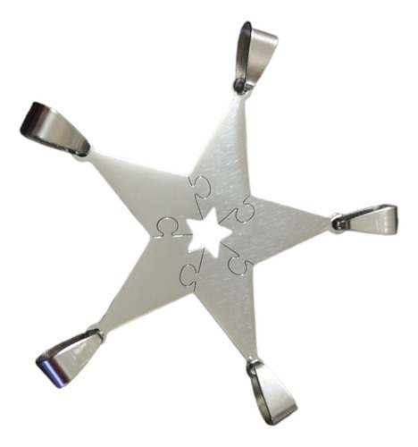 Dije Estrella Pluzzle Compartir X5 Acero Quiru (sin Cadenas) Color Acero Quirurgico