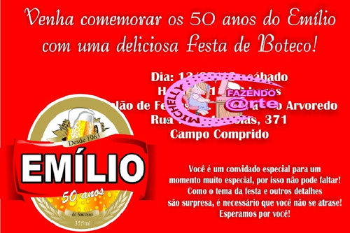 Imagem 3 de 5 de Convite Festa Boteco 10x15 - Envelope Grátis