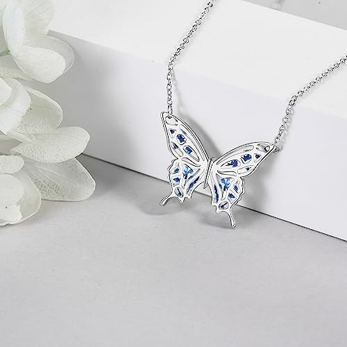 Yafeini Collar De Mariposa De Plata De Ley Con Mariposa Y De