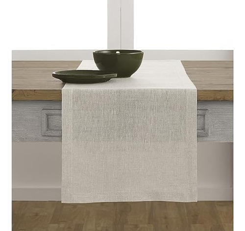 Camino De Mesa De Lino 100% Gris Ostra 35 X 305 Cm