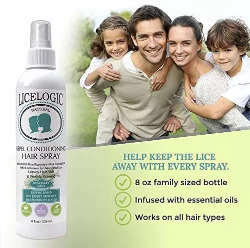 Spray para piojos para el cabello con menta y romero, aerosol para piojos  para uso diario, no tóxico y seguro para niños y adultos, aerosol para los
