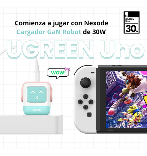 Cargador Ugreen Nexode Robot 30w Usb-c Pd Gan Rápido Azul