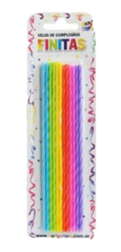 Blister X 24 - Velas Torta Finitas 17cm - Multicolor