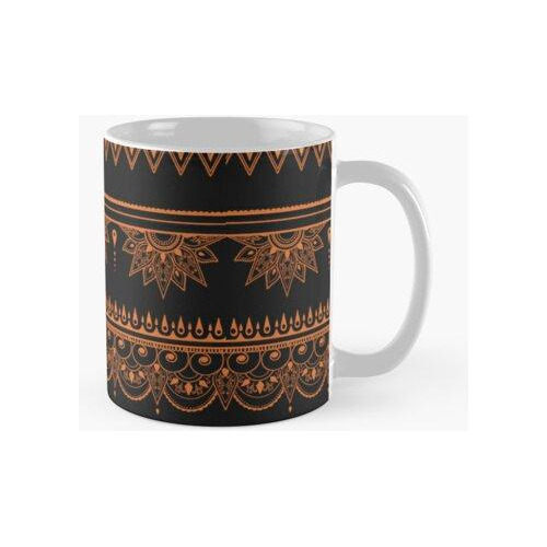 Taza Patrones Del Sur De Asia Naranja Sobre Negro Calidad Pr