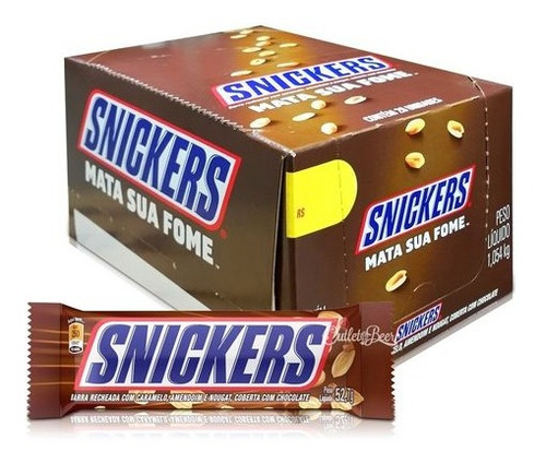 Chocolate Snickers Caixa Display 900 Gr - 20 Unidades De 45g