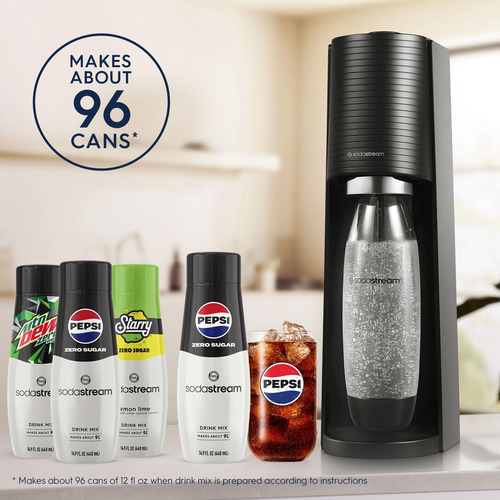 Máquina De Água Com Gás Sodastream Terra Black Com 4 Sabores