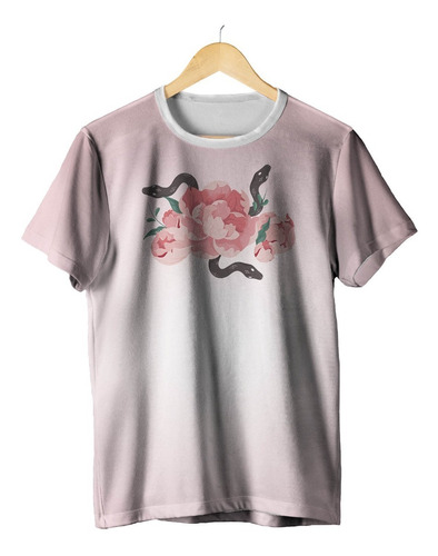 Camiseta Cobras Rosas Floral Snake Aesthetics Tumblr