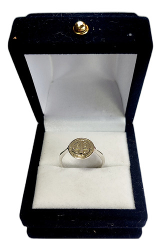 Anillo De Plata 925 Y Oro 18k Con San Benito Cod. L01