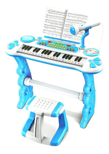 Teclado C/ Micrófono + Asiento + Atril Infantil Piano Órgano