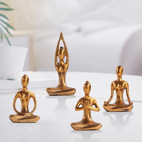 4 Estatuas De Yoga Para Niña, Escultura De Meditación Para