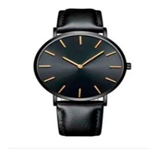 Reloj Ultra Delgado Correa Negra Marco Negro