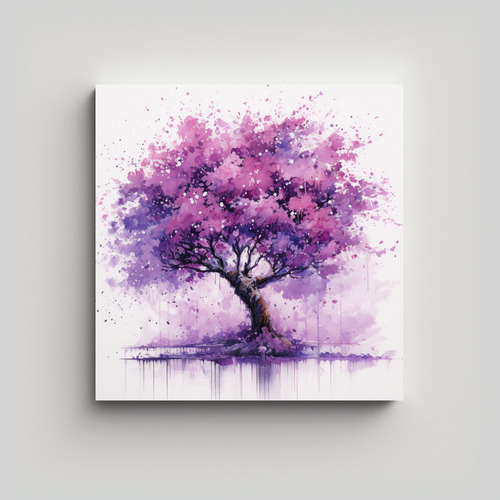 80x80cm Cuadro Cherry Blossom Tree Water Colors Purple