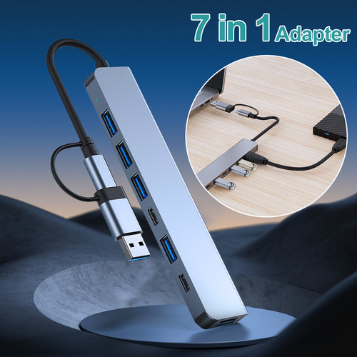 Adaptador Usb C Hub 7 En 1, Divisor Usb 3.0 2.0 Pd Para Macb