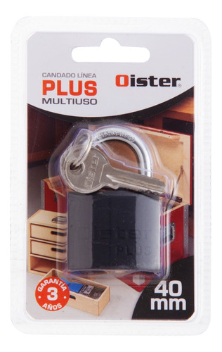 Imagen 6 de 6 de Candado Oister Plus 40mm