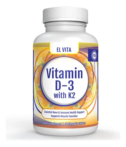 Vitamina D3 Y K2 En Tabletas Masticables De Cereza Natural P Sabor