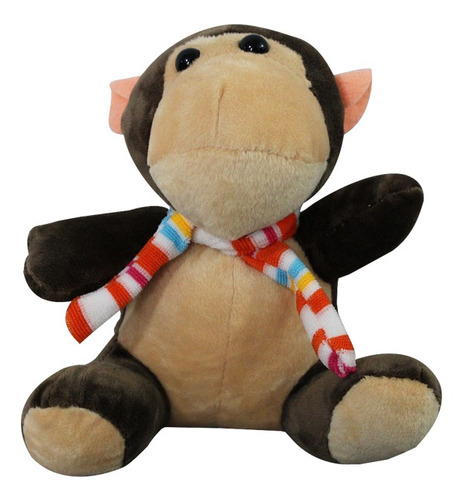 Imagem 1 de 1 de Pelúcia Bichinho Animal Macaco De Cachecol Marrom