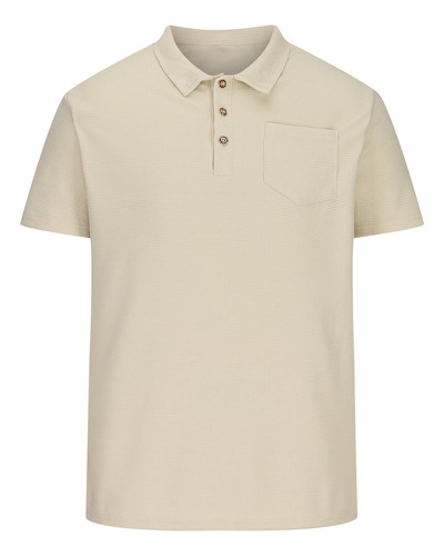 Jersey Casual Liso Con Botones A La Moda Para Hombre, Talla