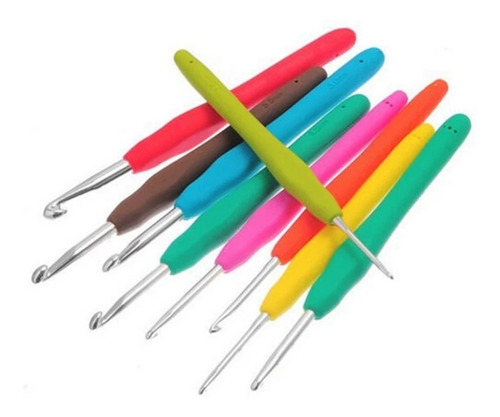 Agujas Ergonómicas Crochet Tejer Mango Siliconado X 10 Und