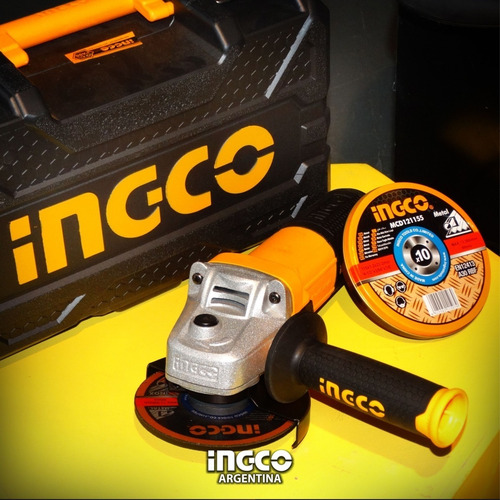 Imagen 3 de 7 de Amoladora Angular Ingco 950w 115mm Industrial Maletín Rígido