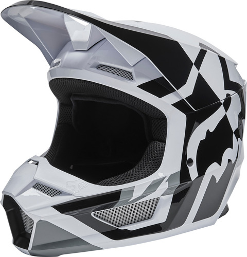 Imagen 2 de 5 de Casco Motocross Fox - V1 Lux #28001 - Blanco/negro