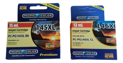 Pack Tintas Canon 145 Xl - 146 Xl Alternativas Pacific Color