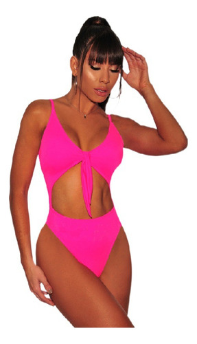 Traje De Baño Bikini De Una Pieza En Color Liso N328