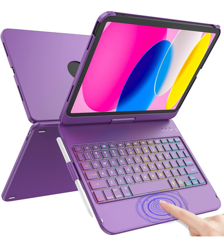 Funda Con Teclado Hotlife / Para iPad 10.9  / 360° /purple