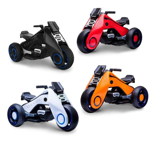 Mini Moto Eléctrica Recargable Para Niños Triciclo Color Naranja
