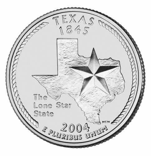 Moedas Estados Unidos Quarter Dolar 2004 Texas State  Fc