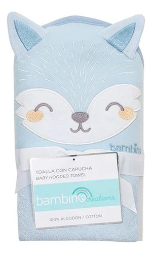 Toalla Capucha Bambino Zorrito Celeste