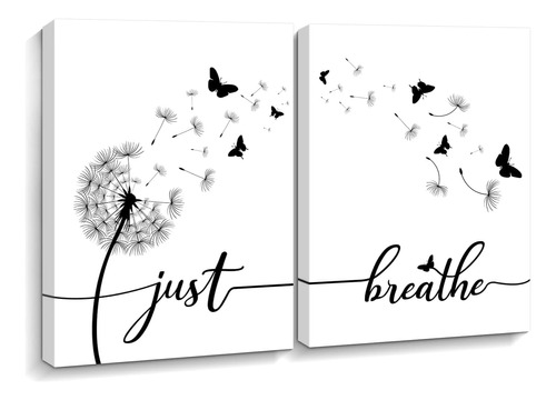 Artinme Just Breathe Wall Art, Citas Inspiradoras Cotidianas