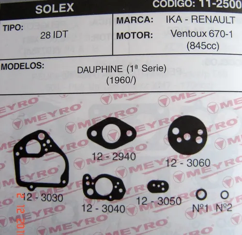 Junta Carburador Solex 28 Idt Dauphine 61-62 49