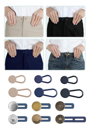 12x Extensor De Botão De Calça Elástica Para Gola De Camisa
