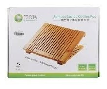 Imagen 2 de 9 de Mesa De Bambu Portátil Laptop Ventilador Base Enfriadora