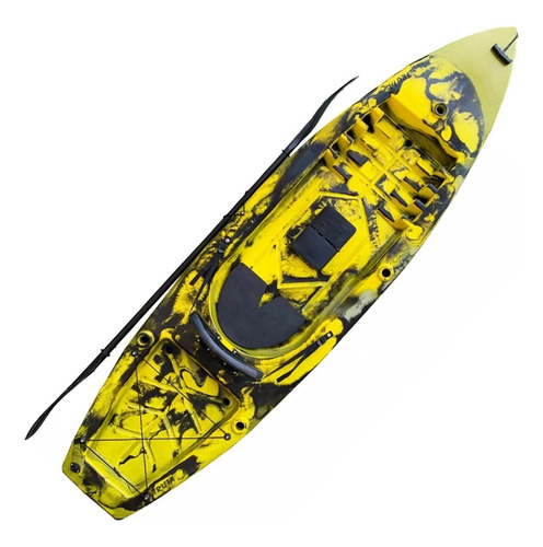 Caiaque Para Pesca Caiaker Truta Com Encosto + Remo 120kg Cor Amarelo Camuflado