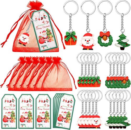 Kit Regalos Navideños 72 Piezas, Llaveros, Etiquetas, Bolsas