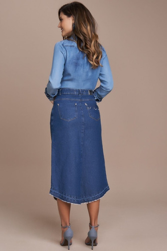 Imagem 2 de 7 de Saia Evase Jeans 75cm Titanium - Tt25561