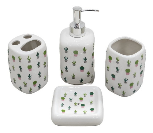 Imagem 3 de 3 de Kit Banheiro Cerâmica Cactus 4 Peças
