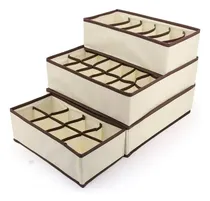 Comprar Set De 4 Organizadores Para Ropa Interior Beige Borde Marron