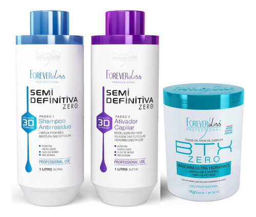 Kit Escova Progressiva 3d Btx Zero 1k S Formol Forever Liss