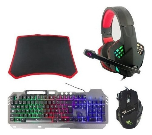 Kit Gamer Pc Teclado Metal Mouse Audifono Mousepad K1099