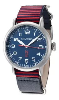 Reloj Nautica Napwls902 40 Mm Original Inotech Color de la correa Azul con Rojo Color del bisel SILVER BRUSHED Color del fondo Azul