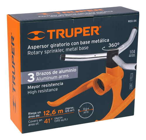 Aspersor Giratorio Regadera 3 Brazos Jardin Casa 13m 10303