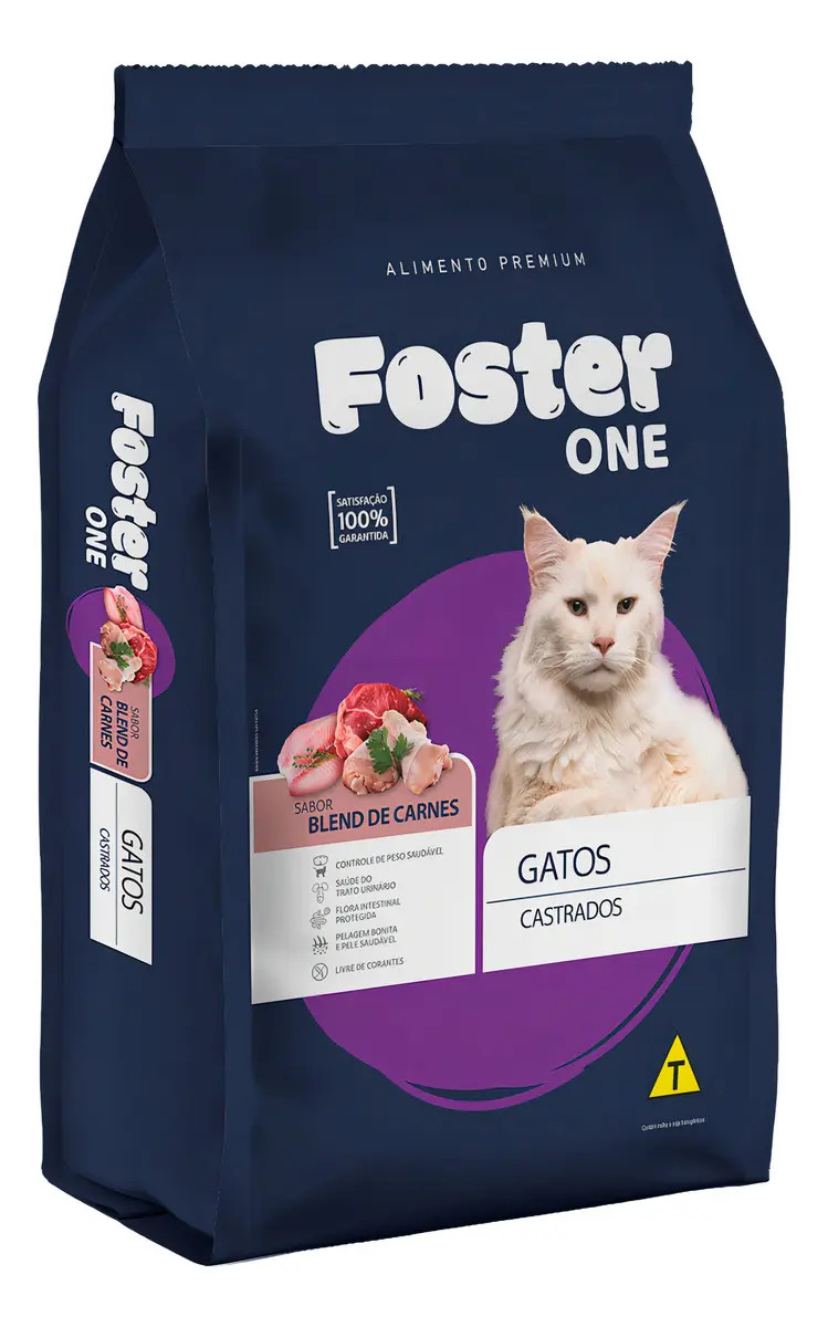 Ração Foster One Premium Gatos Castrados Sabor Carne 10,1kg