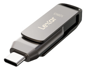 Memoria Usb Dual Lexar Jumpdrive D400 128gb Tipo C Usb 3.1 Gris Liso
